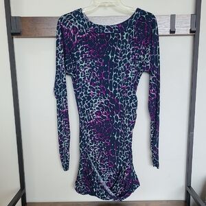 BCBG Purple and Black Animal Print Mini Dress